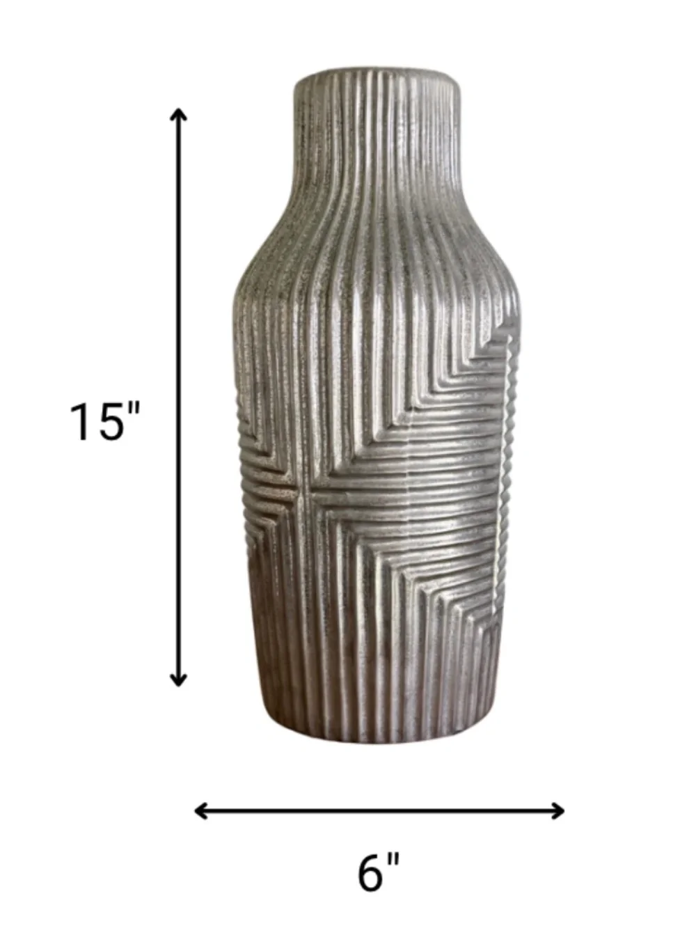 Tall Grey Metal Vase